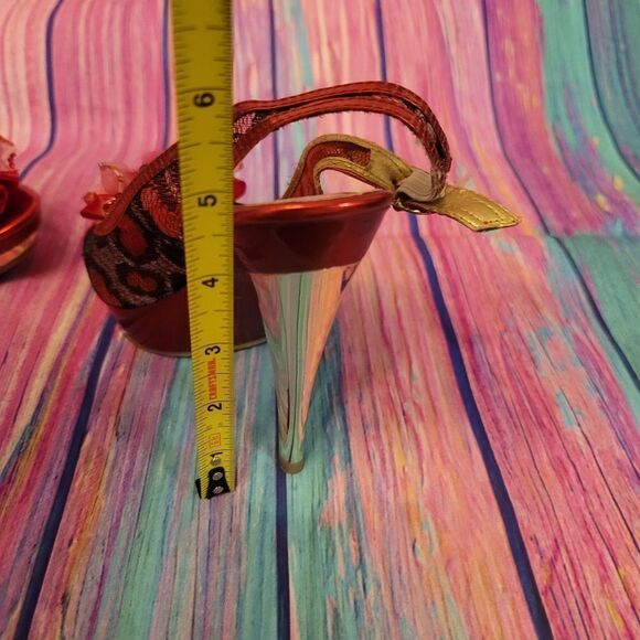 Italina Red and Gold Leopard Print Heels - Picture 14 of 16